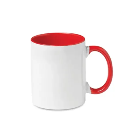 BESTSUB Cană cu interior și mâner colorat, 330 ml, roșie, personalizabilă