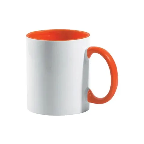 BESTSUB Cană cu interior și mâner colorat, 330 ml, portocalie, personalizabilă
