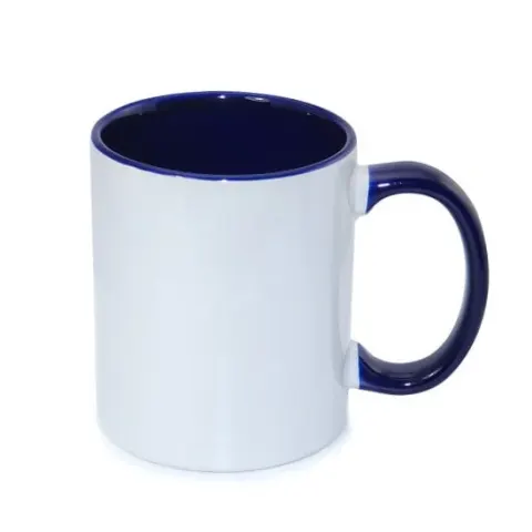 Cană BESTSUB cu interior și mâner colorat, 330 ml, albastru, personalizabilă