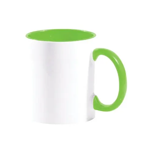 BESTSUB Cană cu interior și mâner colorat, 330 ml, verde deschis, personalizabilă