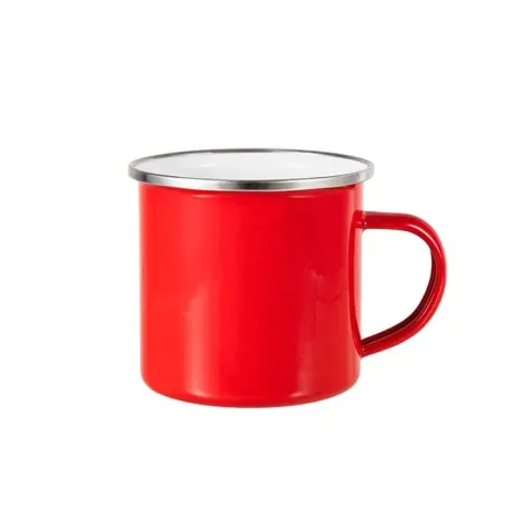 BESTSUB Cană cu mâner, emailată, roșie, 360 ml, personalizabilă