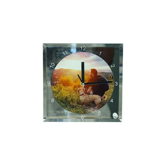 BESTSUB Ceas de perete, sticlă, diametru 20 cm, personalizabil