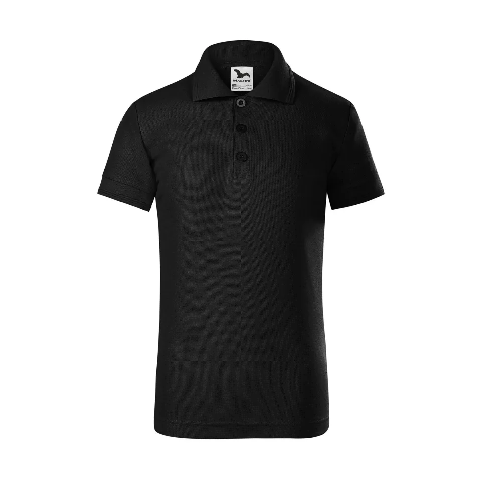 Tricou pentru copii Malfini Pique Polo 222, mărimea 134 cm, vârsta 8 ani, negru