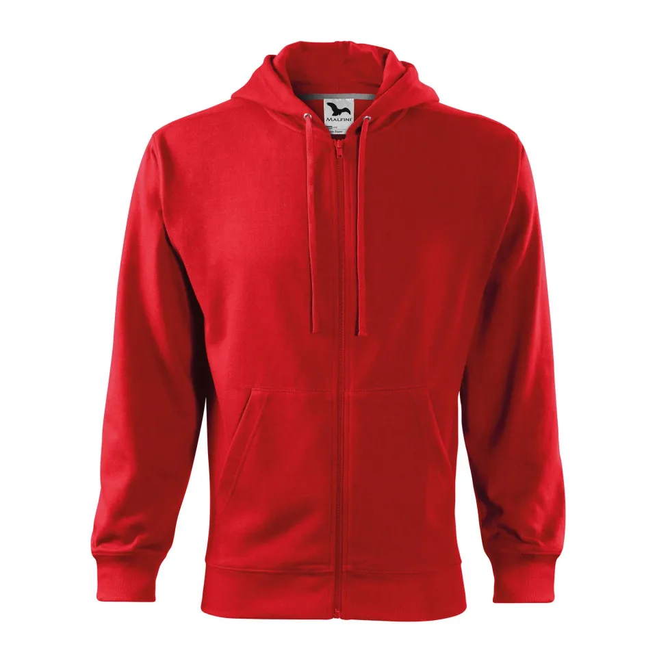 Hanorac bărbați Malfini cu fermoar 410, fleece, mărimea XXL, roșu
