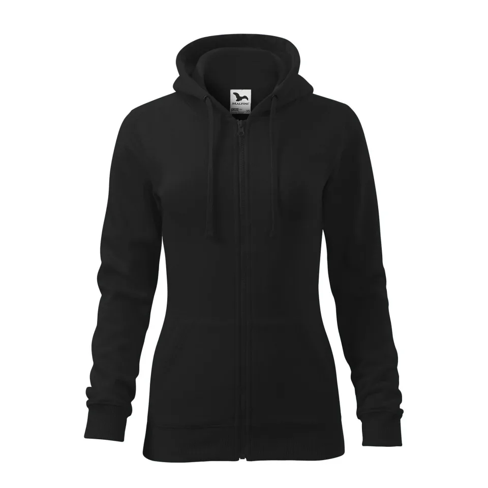 Hanorac damă Malfini cu fermoar 411, fleece, mărimea XL, negru