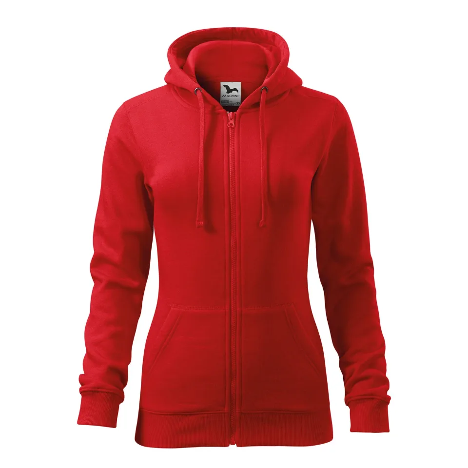 Hanorac Malfini pentru femei cu fermoar 411, fleece, mărimea S, roșu