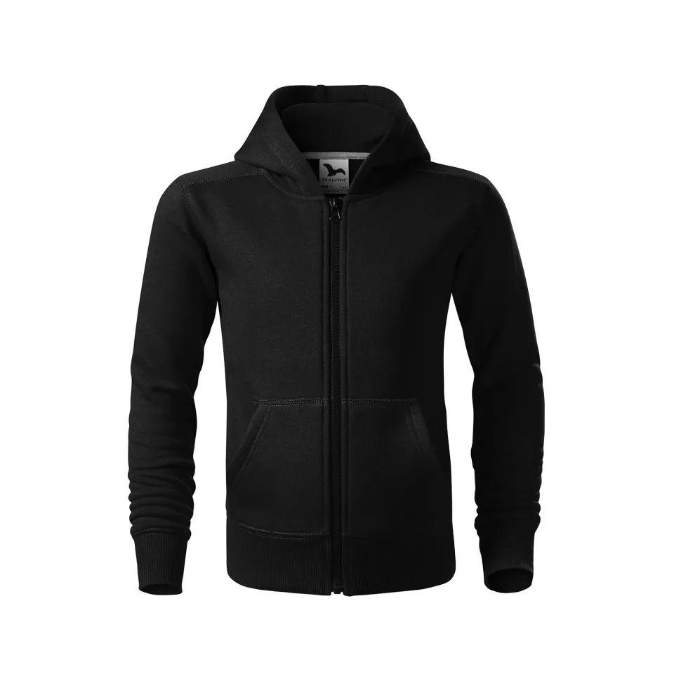 Hanorac Malfini Kids’ cu fermoar 412, fleece, mărimea 122 cm, pentru vârsta de 6 ani, negru