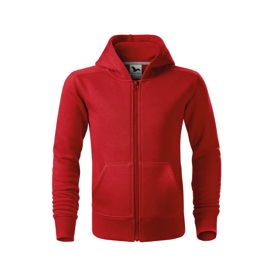 Hanorac Malfini Kids cu fermoar 412, fleece, mărimea 122 cm, vârstă 6 ani, roșu