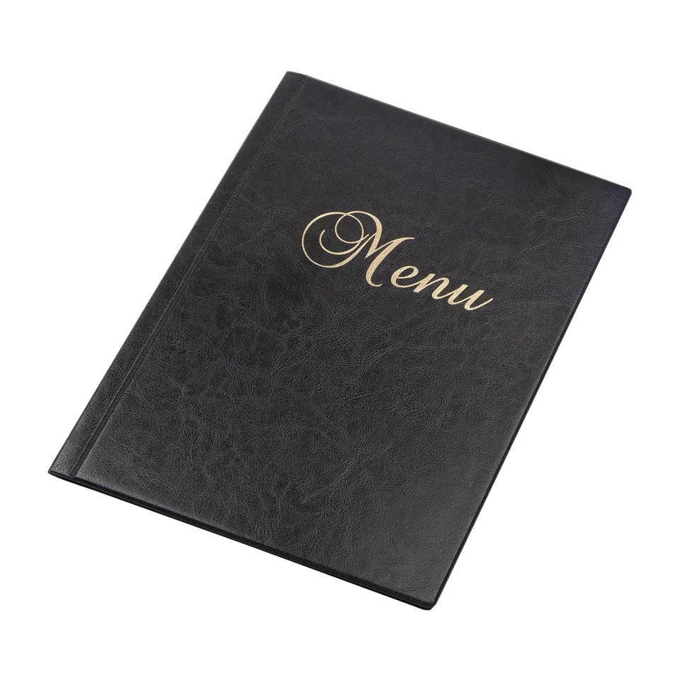 Dosar meniu, A4, piele, 6 buzunare, negru