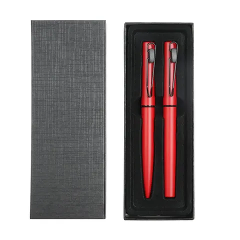 Set Caligo stilou și roller, metal, roșu