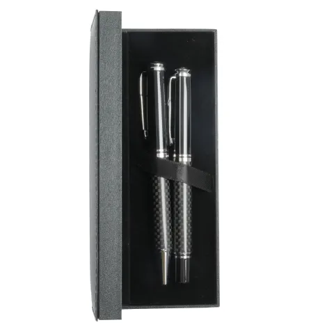 Set pix și rollerball Carbon, metal, negru