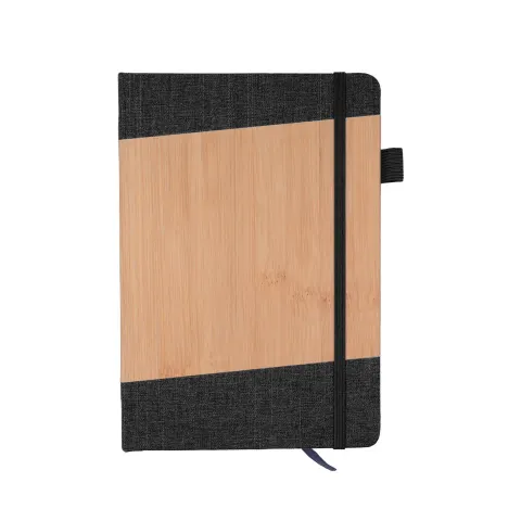 Kyoto Caiet Denim, fetru și bambus, A5, cu linii late, 80 file, negru