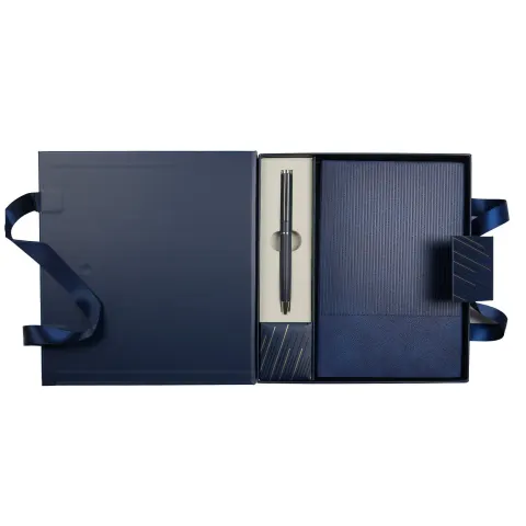 Set caiet și pix Matrix Blue, în cutie, albastru