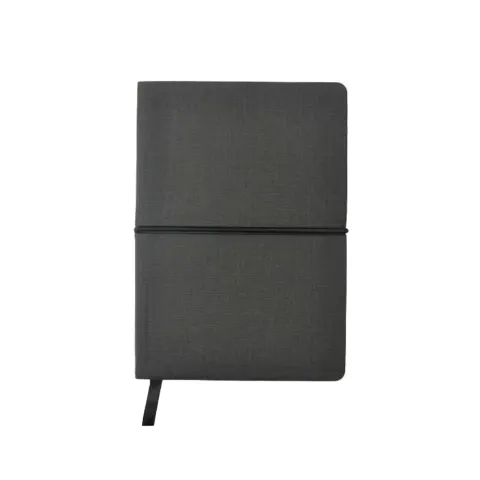 Carnet Memo A6, cu etichete colorate și elastic, negru