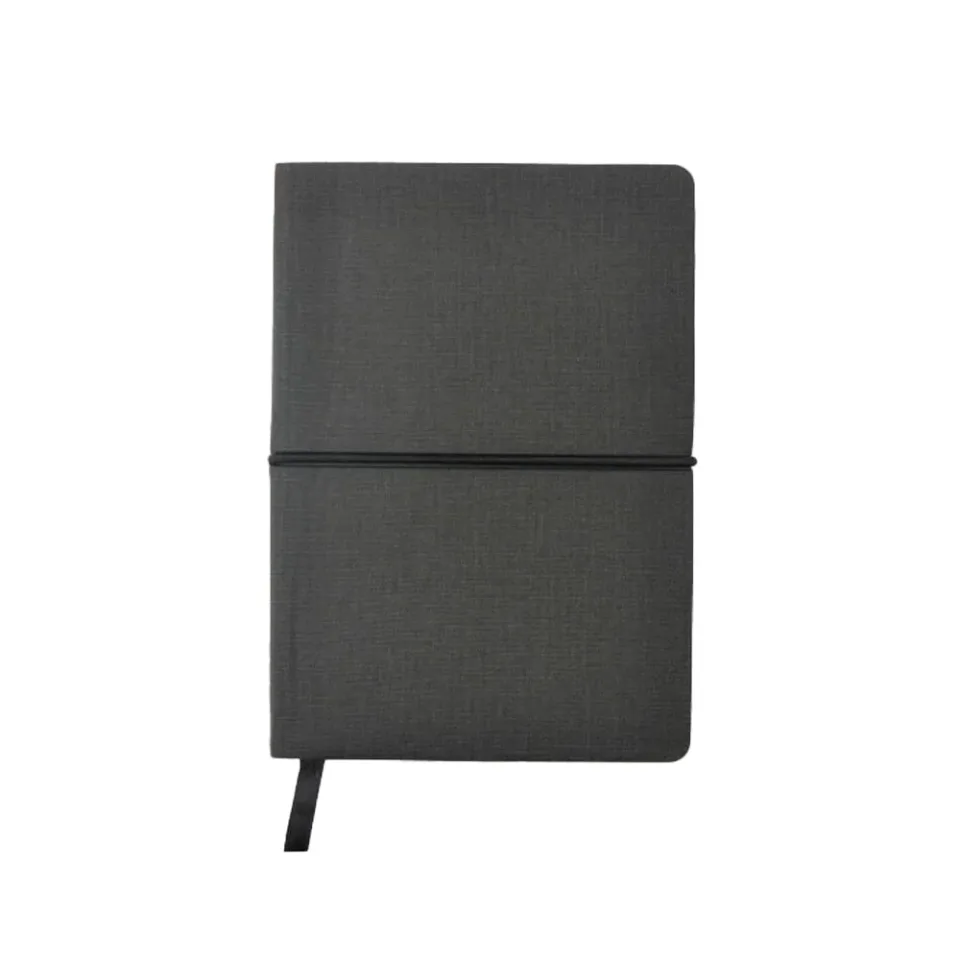 Carnet Memo A6, cu etichete colorate și elastic, negru