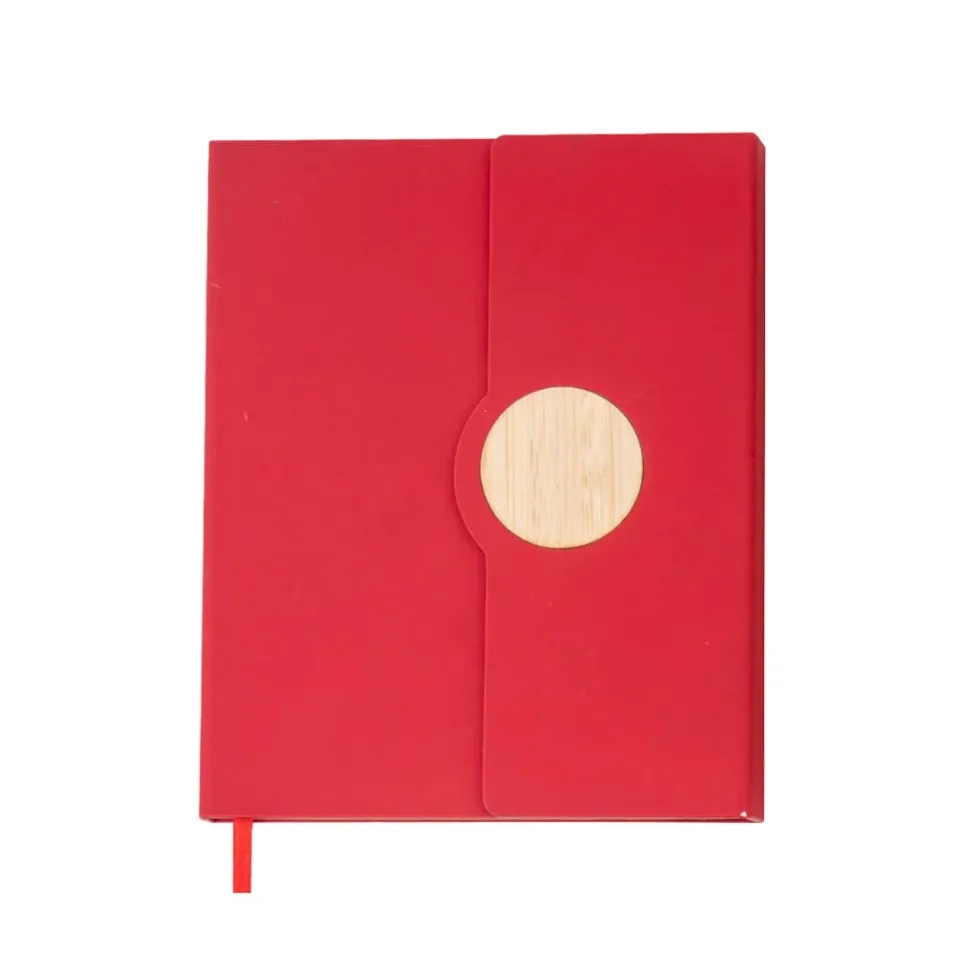 Carnet Tokyo, A5, închidere magnetică, disc din bambus, 80 file, roșu