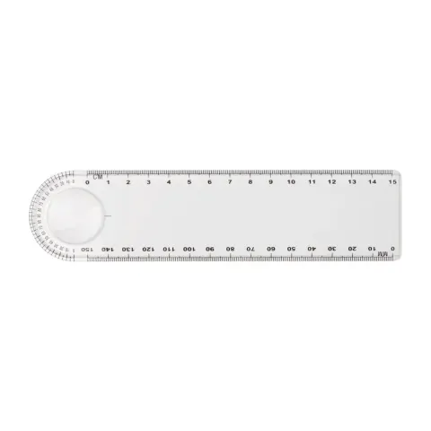 Riglă lineară, plastic, cu mărire, 15 cm