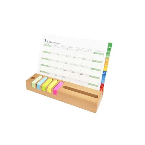 Suport din bambus verde, cu calendar și notițe, 21 x 7 cm