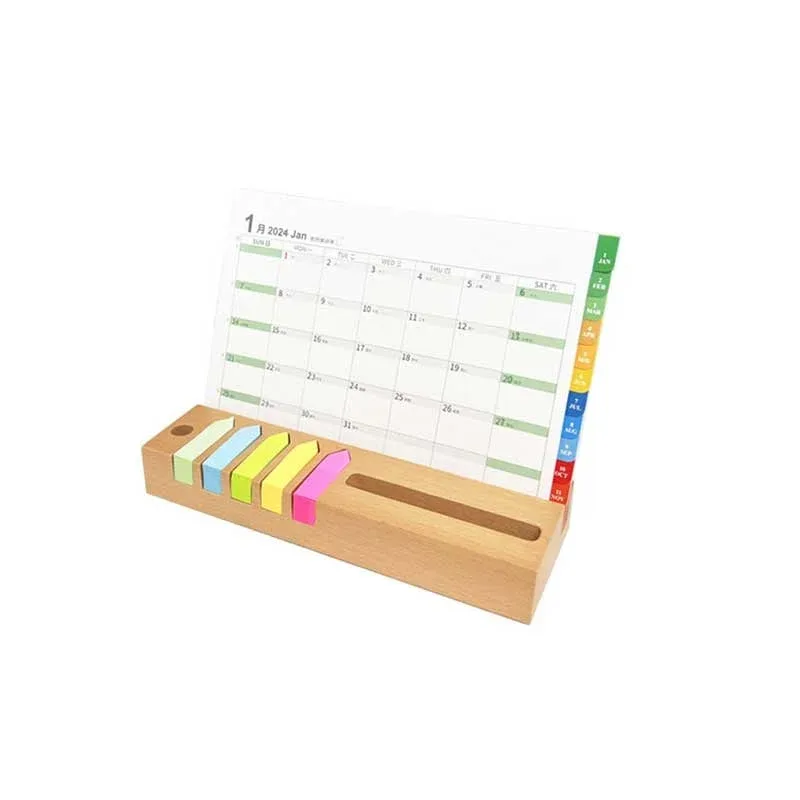 Suport din bambus verde, cu calendar și notițe, 21 x 7 cm