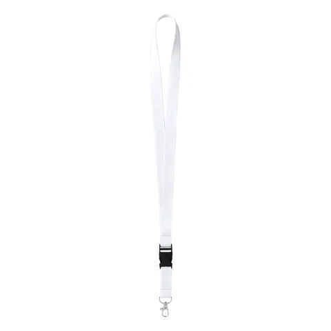 Șnur pentru ecuson cu cataramă detașabilă și carabină, 20 x 550 mm, alb