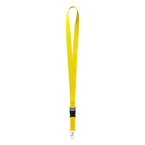 Șnur pentru ecuson cu cataramă detașabilă și carabină, 20 x 550 mm, galben