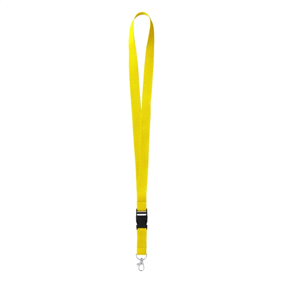 Șnur pentru ecuson cu cataramă detașabilă și carabină, 20 x 550 mm, galben
