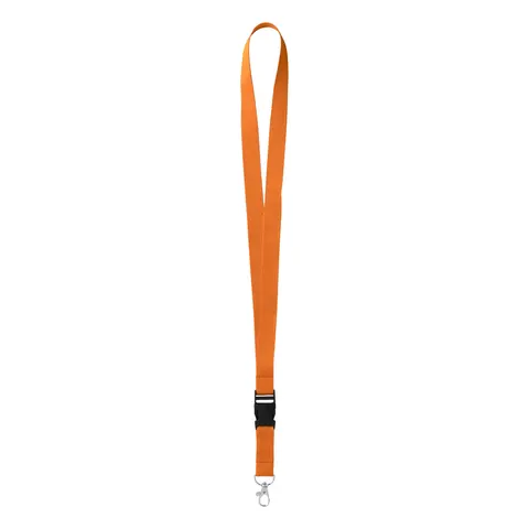 Șnur pentru ecuson cu cataramă detașabilă și carabinieră, 20 x 550 mm, portocaliu