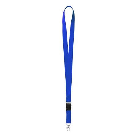 Șnur pentru ecuson cu cataramă detașabilă și carabină, 20 x 550 mm, albastru