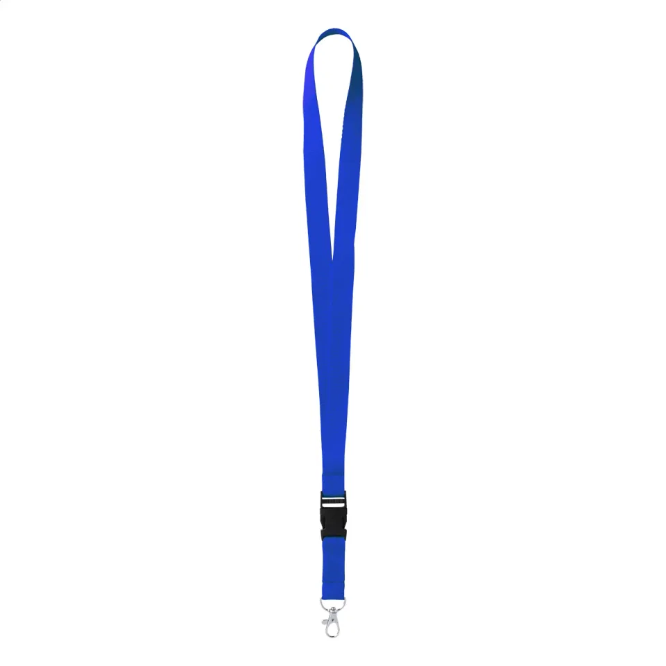 Șnur pentru ecuson cu cataramă detașabilă și carabină, 20 x 550 mm, albastru