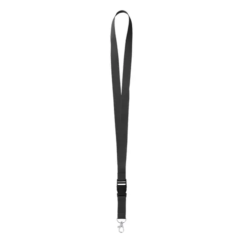 Șnur pentru ecuson cu cataramă detașabilă și carabină, 20 x 550 mm, negru