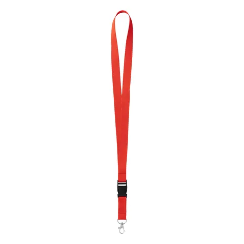 Șnur pentru ecuson cu cataramă detașabilă și carabină, 20 x 550 mm, roșu