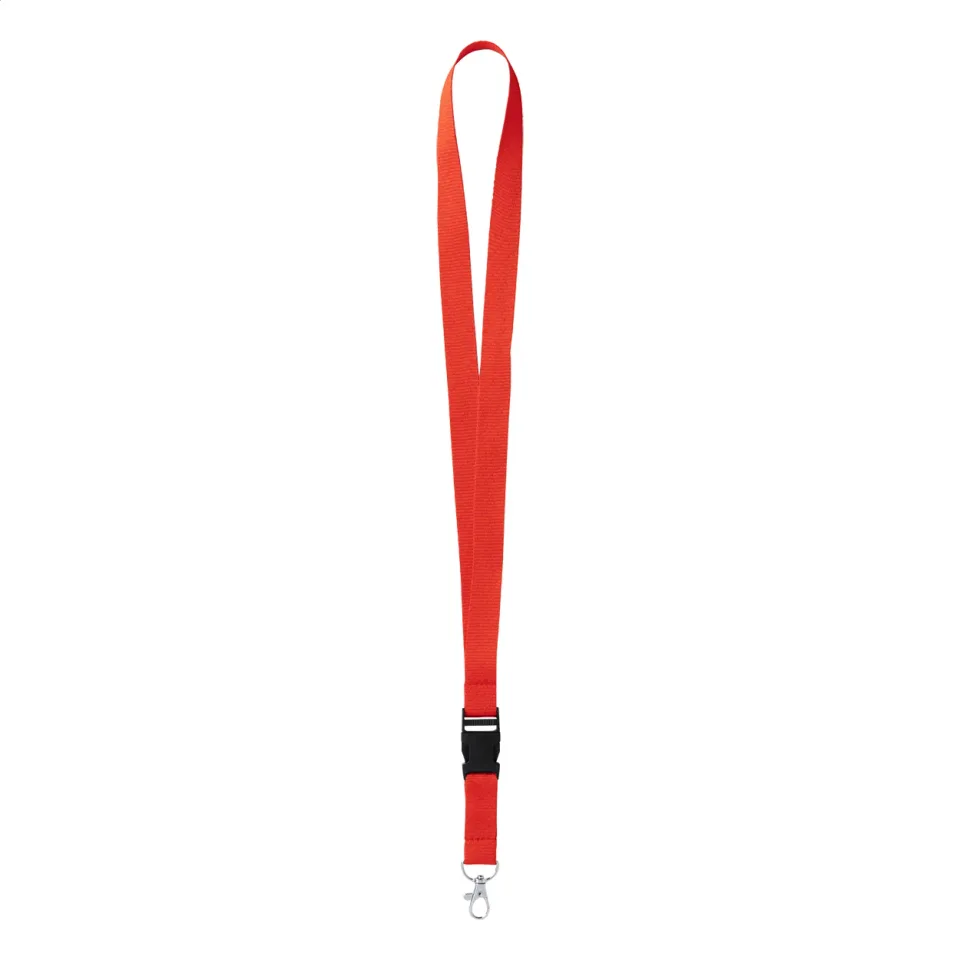 Șnur pentru ecuson cu cataramă detașabilă și carabină, 20 x 550 mm, roșu