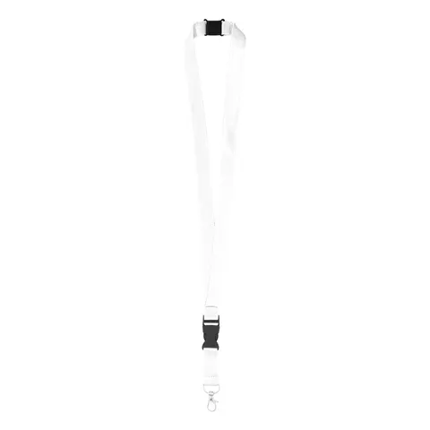 Șnur pentru ecuson cu cataramă și carabină, 20 x 560 mm, alb