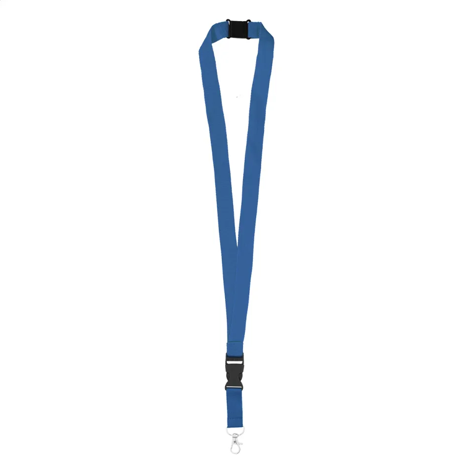 Șnur pentru ecuson cu cataramă și carabină, 20 x 560 mm, albastru