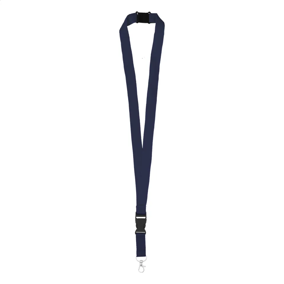 Șnur pentru ecuson cu cataramă și carabină, 20 x 560 mm, albastru închis