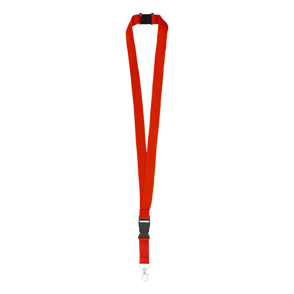 Șnur pentru ecuson cu cataramă și carabină, 20 x 560 mm, roșu