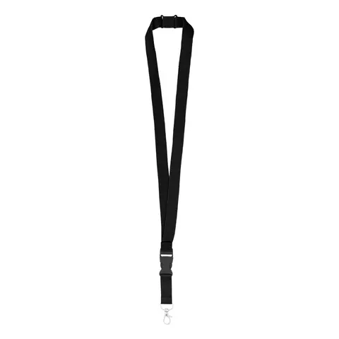 Șnur pentru ecuson cu cataramă și carabinieră, 20 x 560 mm, negru
