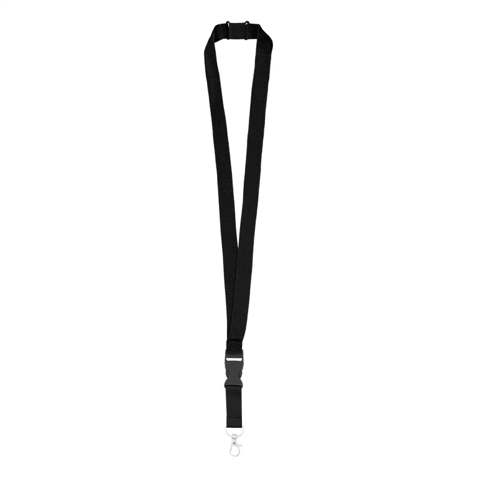 Șnur pentru ecuson cu cataramă și carabinieră, 20 x 560 mm, negru