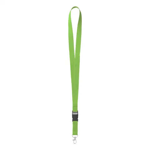 Șnur pentru ecuson cu cataramă detașabilă și carabină, 20 x 550 mm, verde deschis