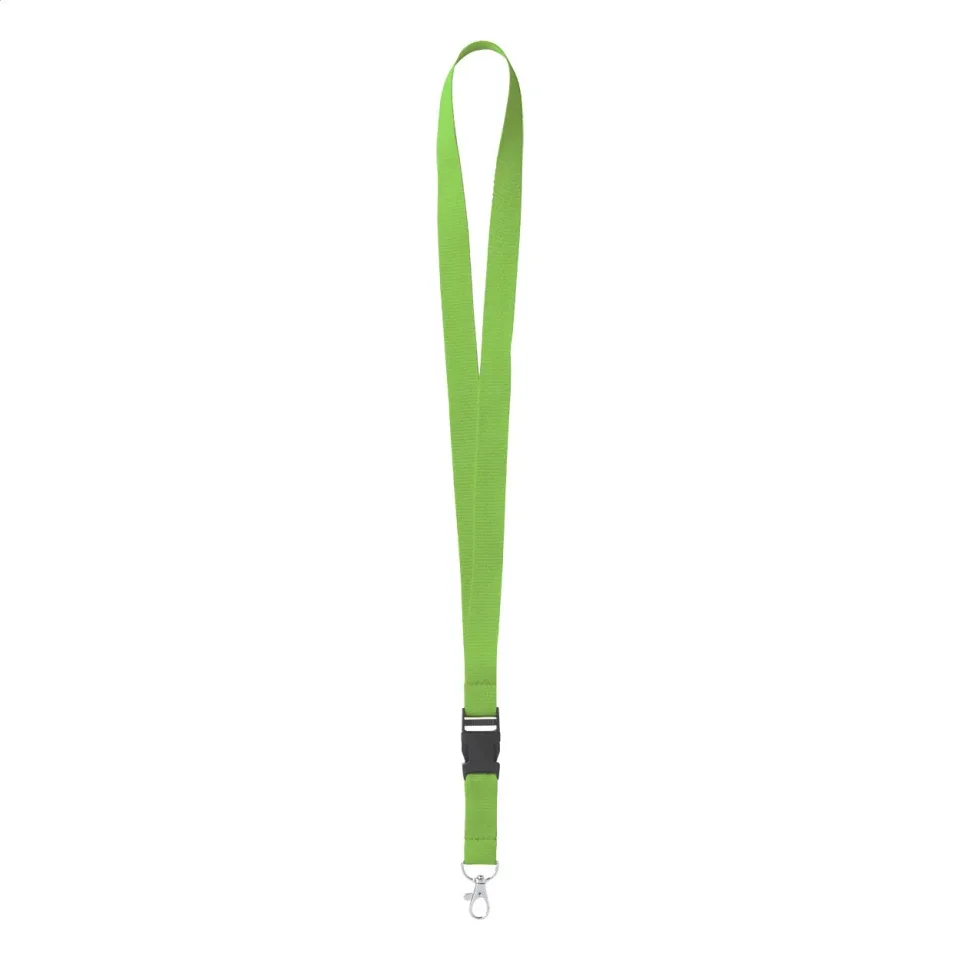 Șnur pentru ecuson cu cataramă detașabilă și carabină, 20 x 550 mm, verde deschis