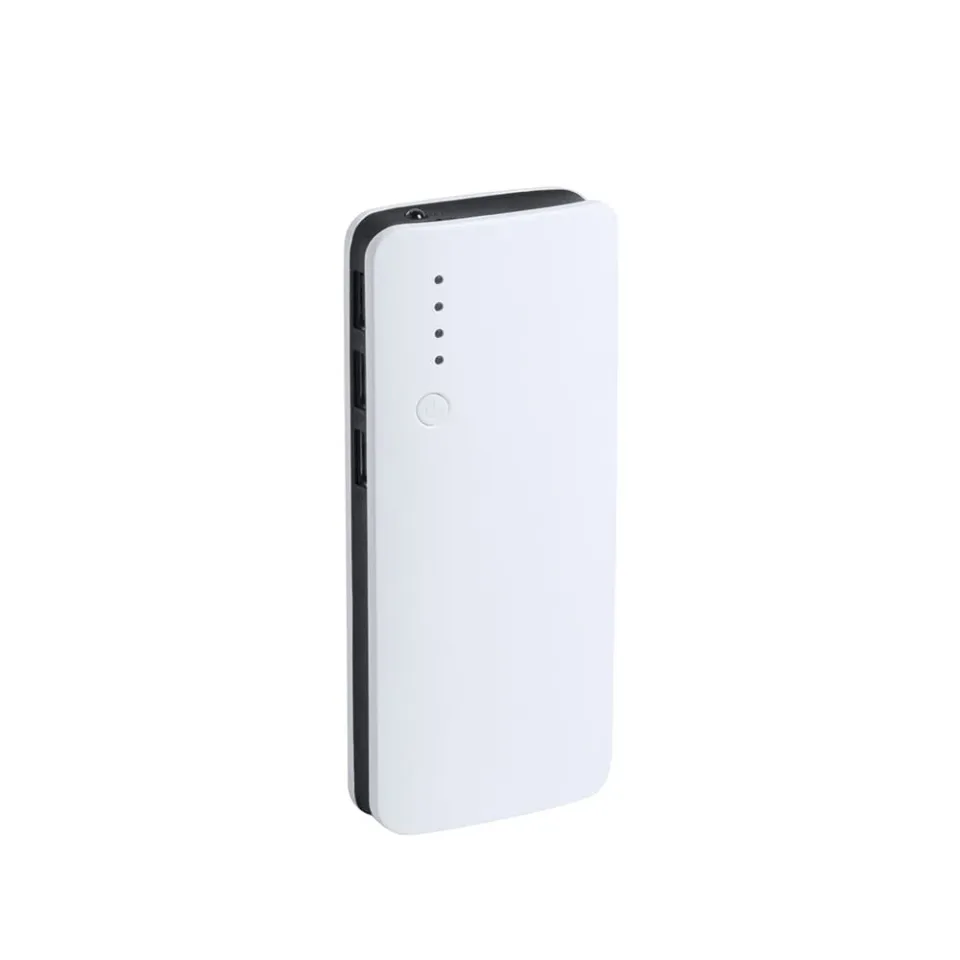 Power bank Kaprin Cool, cu 3 porturi USB, 10 000 mAh, alb și negru