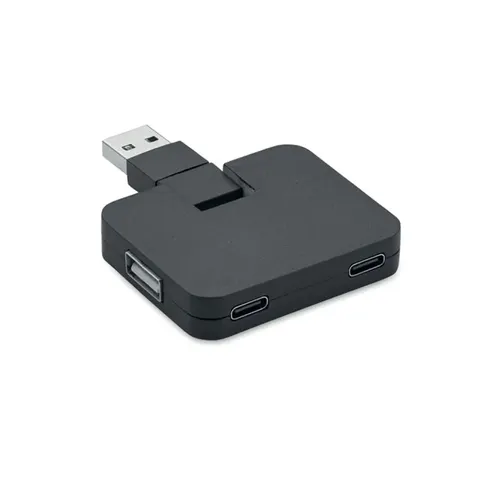 More Than Gifts USB Hub, 4 porturi, 2 x USB Type-A, 2 x USB Type-C, intrare Type-C/Type-A, negru