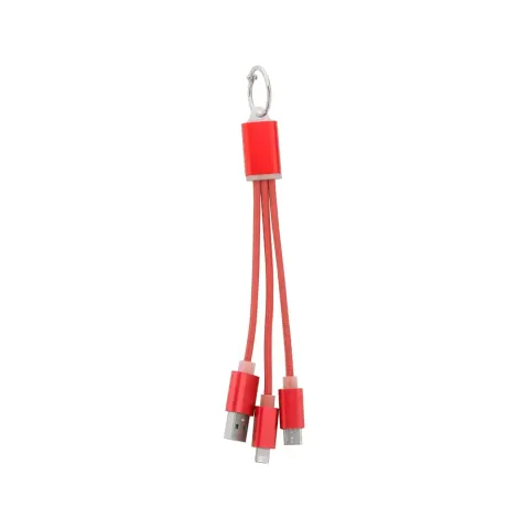 Cool Cable 3 în 1 USB Scolt, Lightning, micro USB și USB tip C, roșu