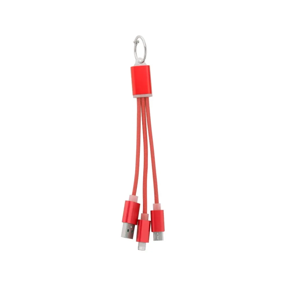 Cool Cable 3 în 1 USB Scolt, Lightning, micro USB și USB tip C, roșu