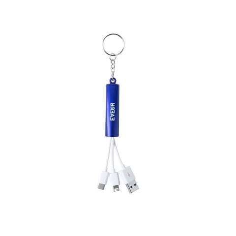 Cablu 3-în-1 Zaref USB, Lightning, micro USB și USB Type-C, albastru