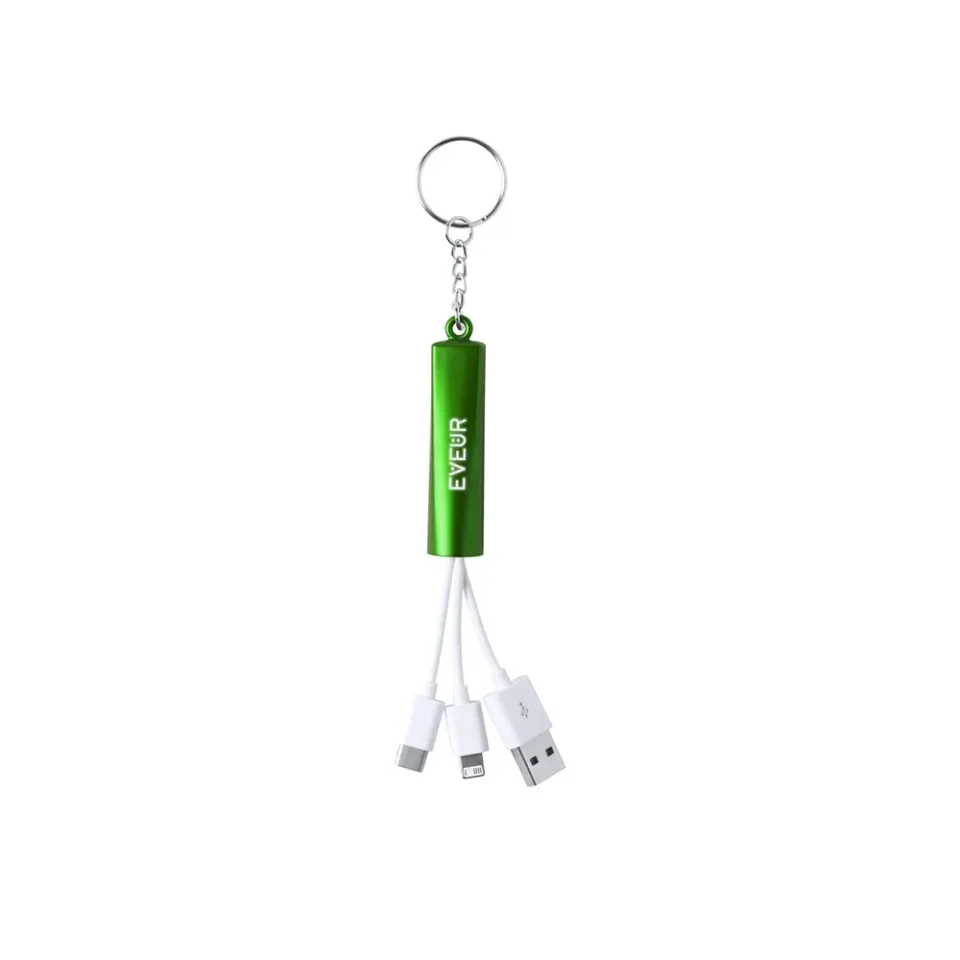 Zaref Cablu 3-în-1 USB, Lightning, micro-USB și USB-C, verde