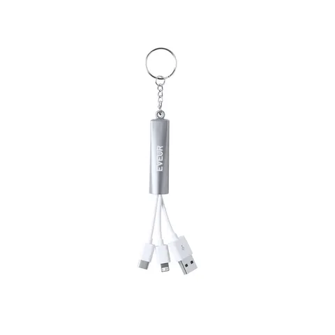 Zaref Cable 3 în 1 USB, Lightning, micro USB și USB tip C, argintiu