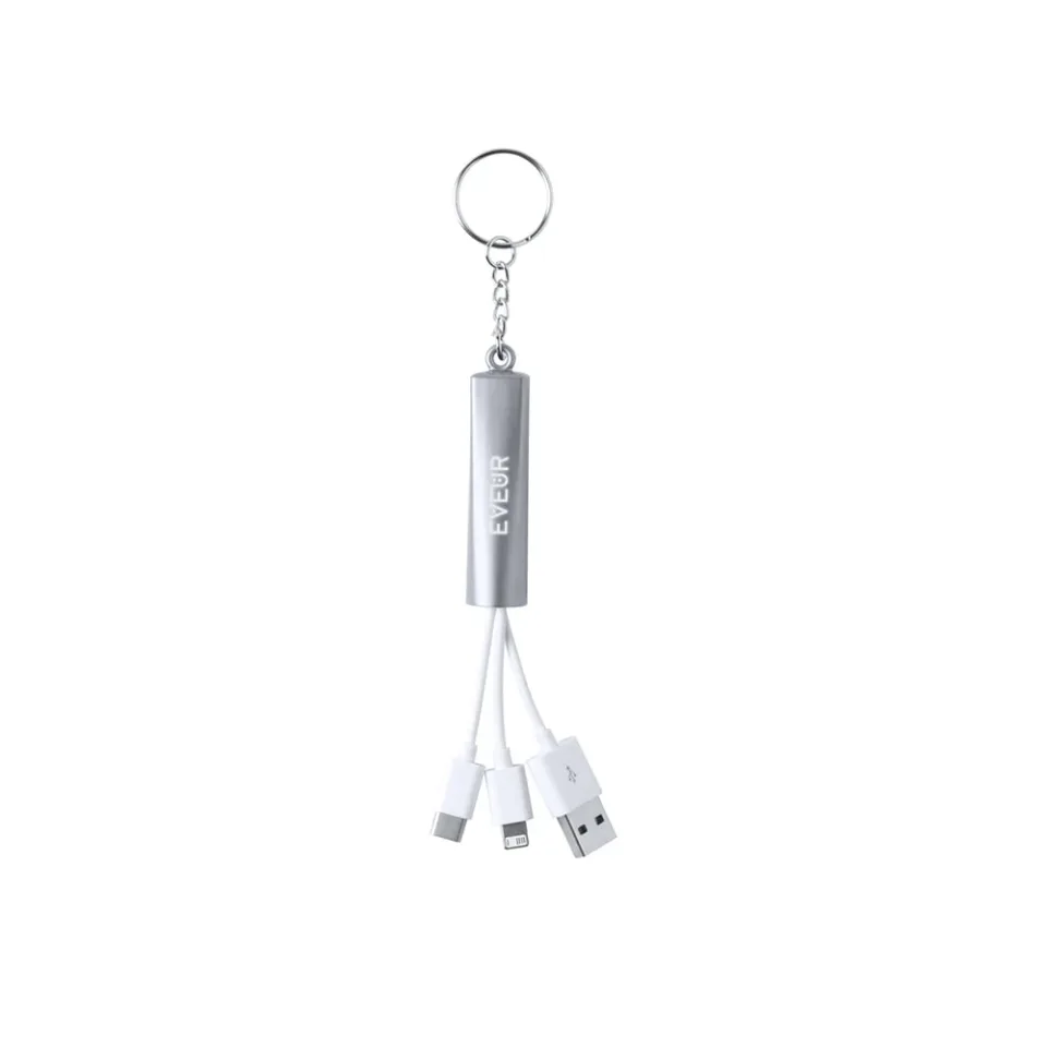 Zaref Cable 3 în 1 USB, Lightning, micro USB și USB tip C, argintiu