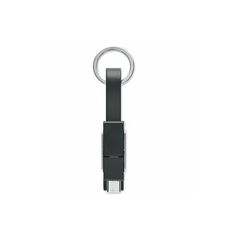 More Than Gifts breloc cablu Key C, 4 în 1, Type-C, Type-A, Micro-USB, negru