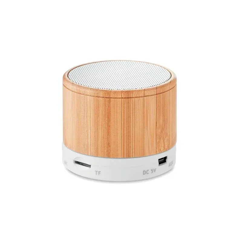 More Than Gifts Boxă rotundă Bamboo, cu Bluetooth, albă